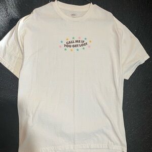 “Call me if you get lost”   White Graphic T-Shirt
